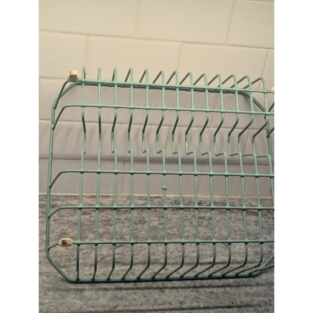 Vintage Rubbermaid Aqua Turquoise Dish Drainer Rack 14x12 Utensil Holder Retro